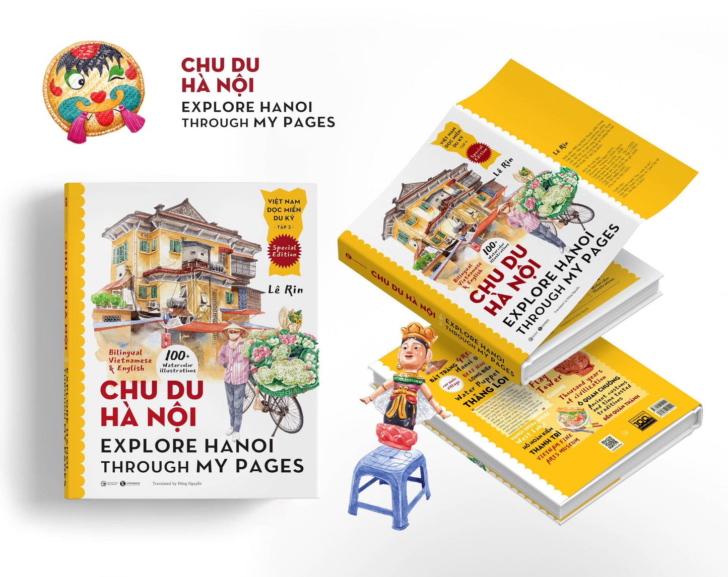 Chu Du Hà Nội| Explore Hanoi a bilingual book by Lerin (hard cover)| Vietnam Traveling book