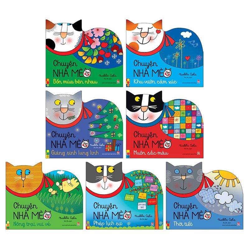 Combo 7 cuốn Chuyện nhà mèo (sách bìa cứng)| Stories of the cat family Combo 7 boardbooks 