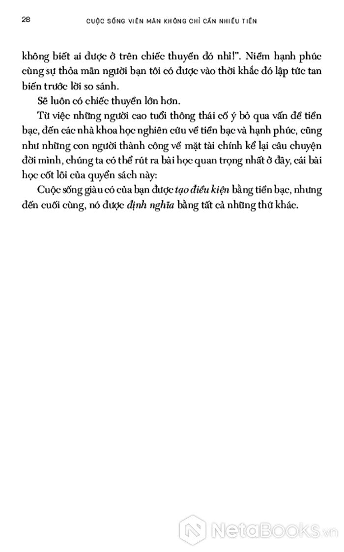 CUỘC SỐNG VIÊN MÃN KHÔNG CHỈ CẦN NHIỀU TIỀN