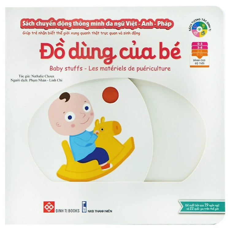 Sách tương tác chuyển động đa ngôn ngữ |Interactive Lift-the-Flap Moving Books (Vietnamese-English-French) | Kididoc Series 0-6