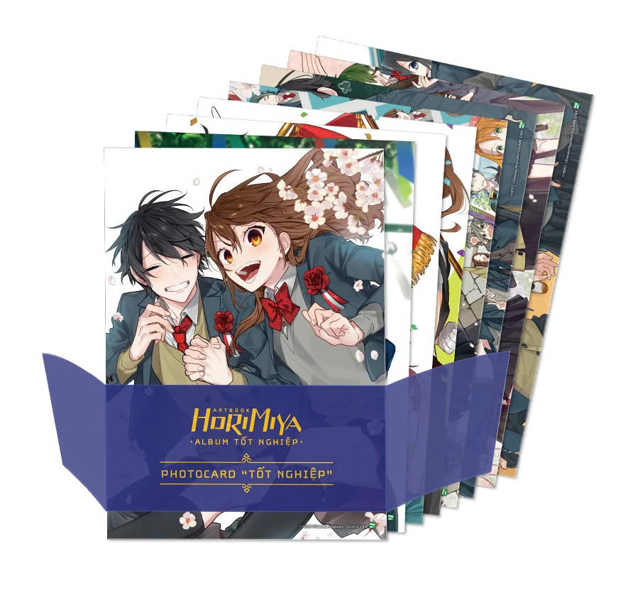 Artbook Horimiya - Album Tốt Nghiệp - Bìa Cứng  Tặng Kèm 1 Box Nam Châm + 1 Shikishi Có Chữ Kí 2 Tác Giả + 2 Huy Hiệu Acrylic + 11 Photocard “Halloween” + 8 Photocard “Tốt Nghiệp”