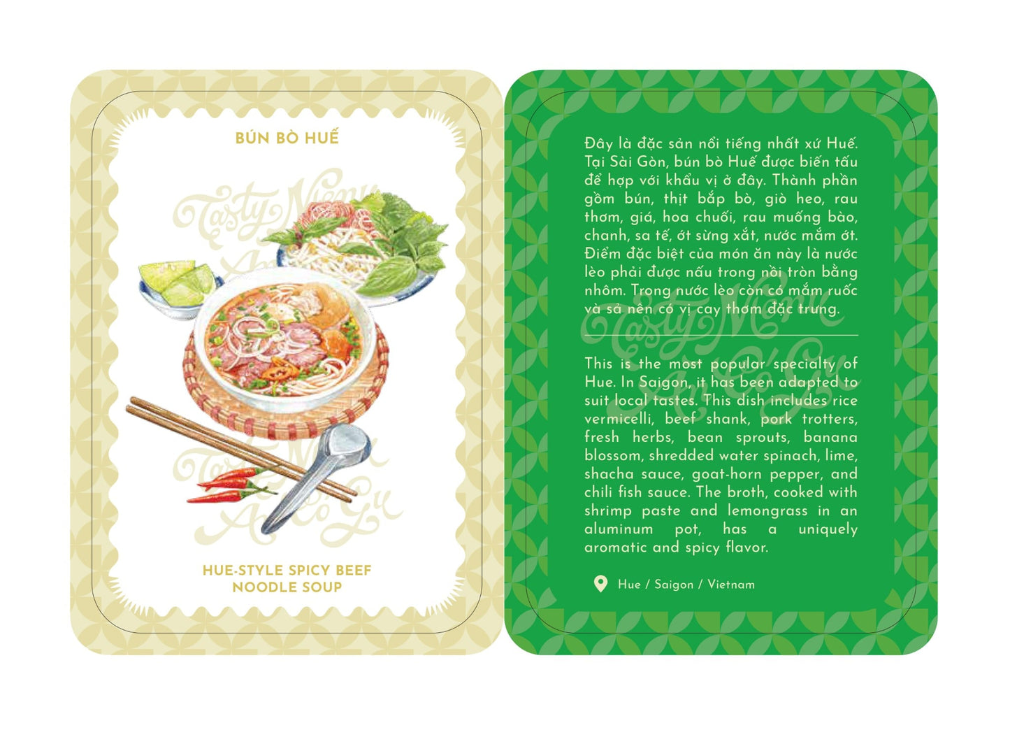 Tasty Menu-- Vietnamese food gamecard in Bilingual