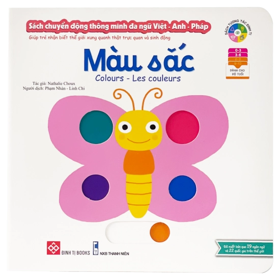 Sách tương tác chuyển động đa ngôn ngữ |Interactive Lift-the-Flap Moving Books (Vietnamese-English-French) | Kididoc Series 0-6