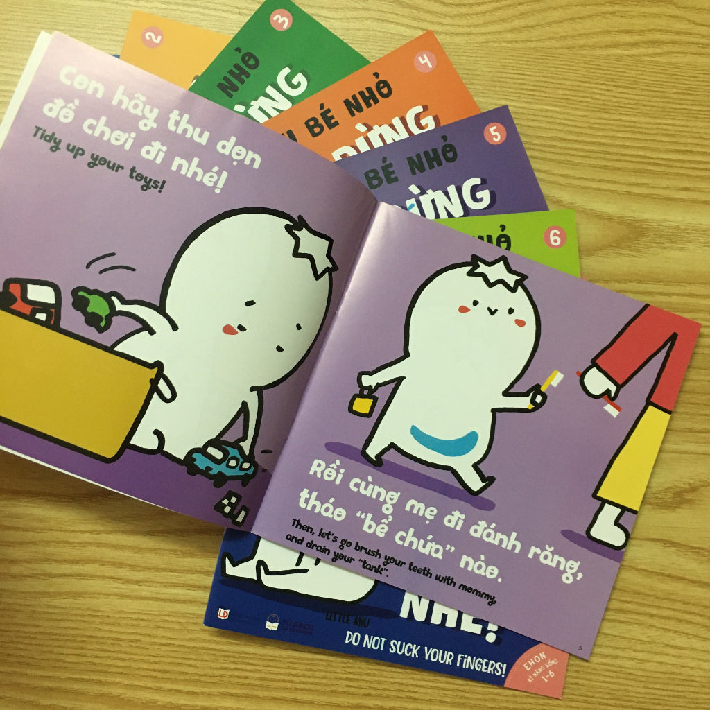Ehon Kĩ Năng Sống - Miu Bé Nhỏ 8 Cuốn Song Ngữ| Combo 8 Bilingual Vietnamese English Books