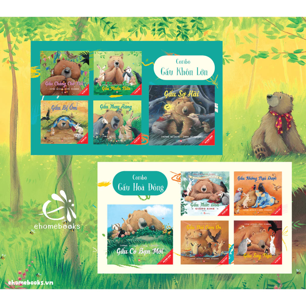 Bộ 5 Sách Tranh Song Ngữ Gấu Hòa Đồng Gấu Khôn lớn (Karma Wilson) Bear Books Bilingual Picture Book Collection – Set of 5
