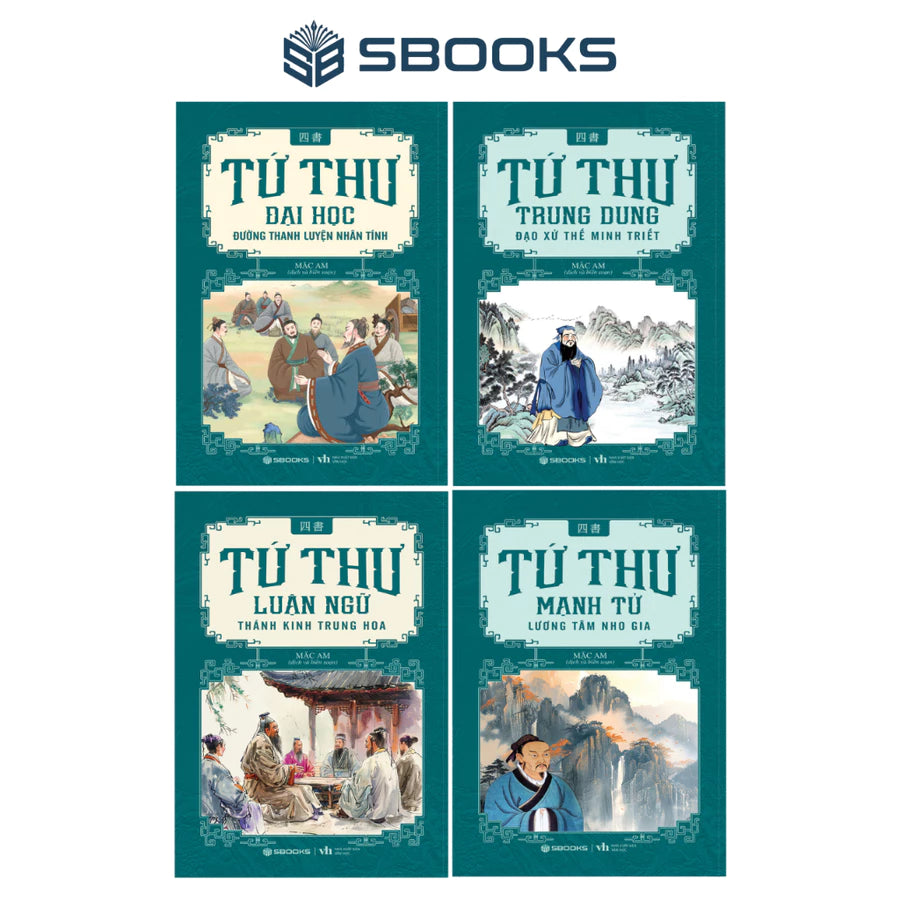 Bộ Sách Tứ Thư - Đại Học + Luận Ngữ + Trung Dung + Mạnh Tử (Bộ 4 Cuốn)