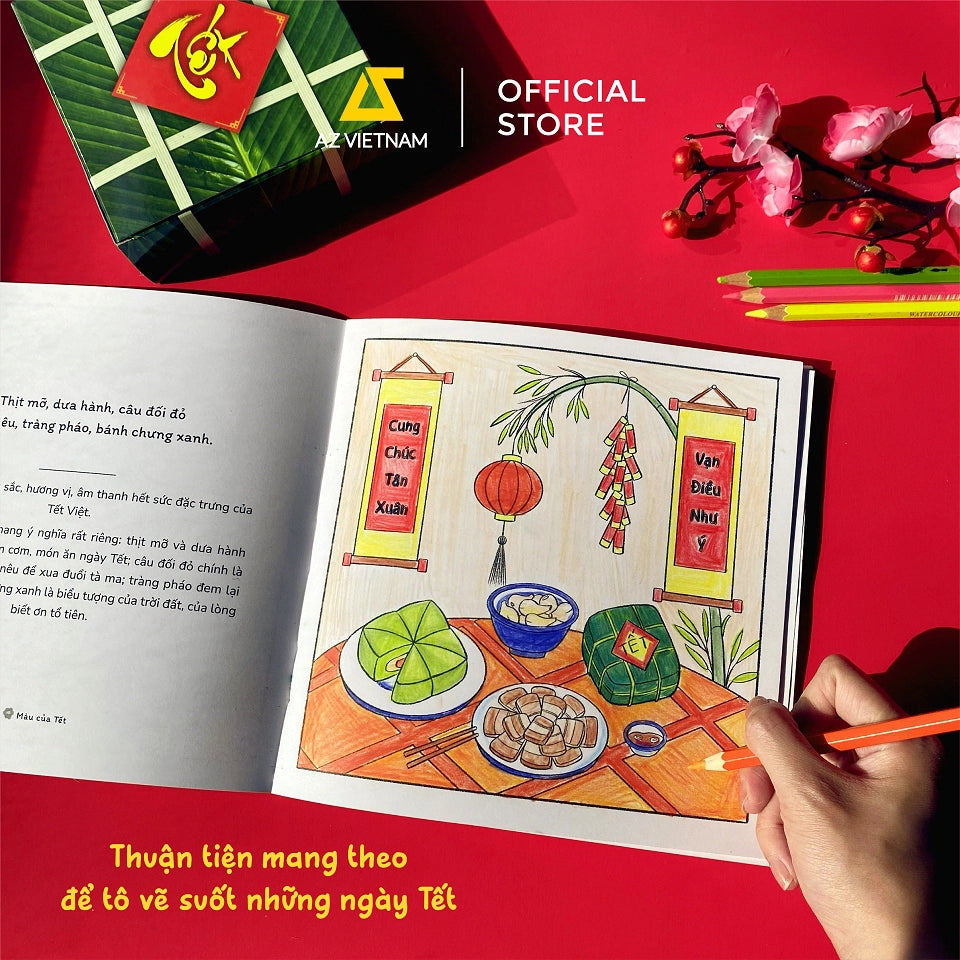 Lunar New Year Coloring Book (Sách Tô Màu ngày tết) Combo 3 cuốn