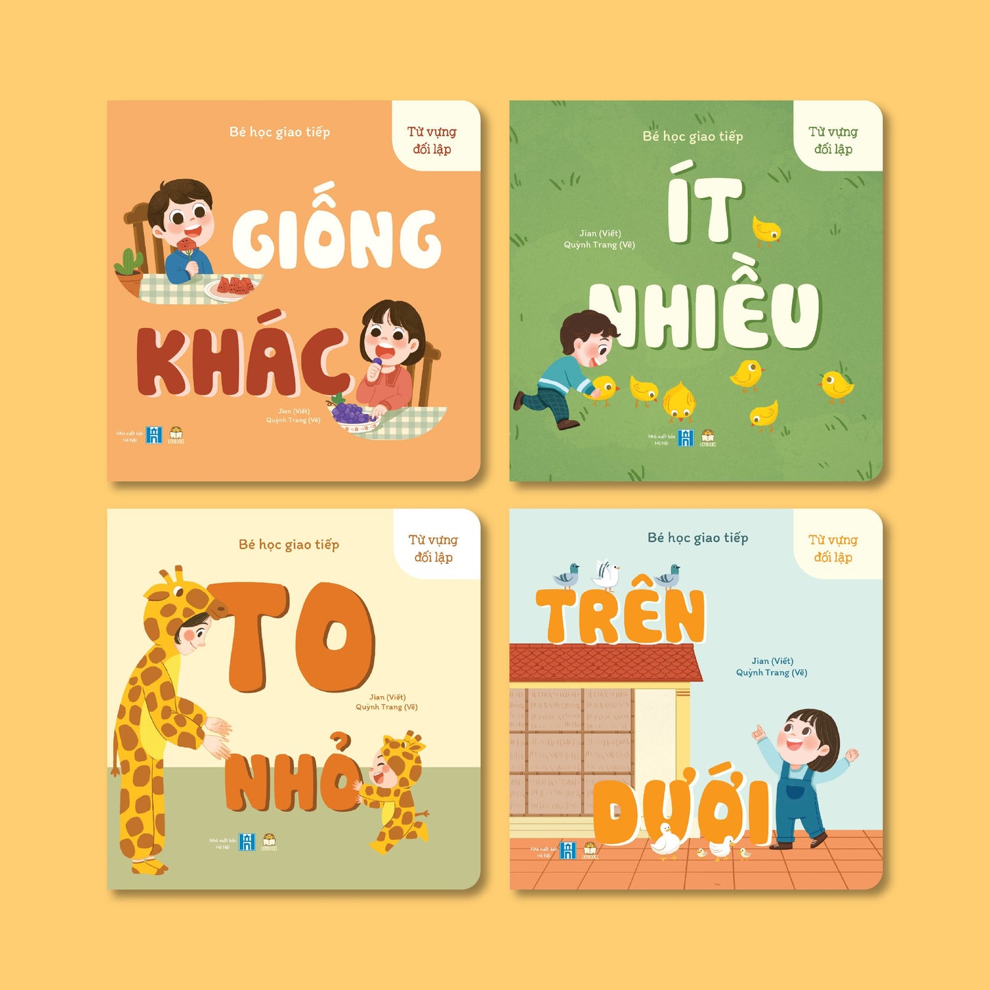 Combo Bé Học Giao Tiếp Bilingual Book Set | 8 Vietnamese-English Books for Toddlers | Sách Phát Triển Ngôn Ngữ 0-3 Tuổi|
