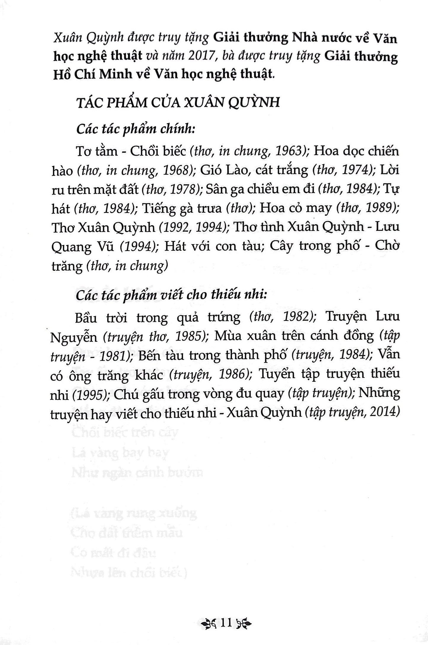 Văn Học Trong Nhà Trường - Thơ Xuân Quỳnh