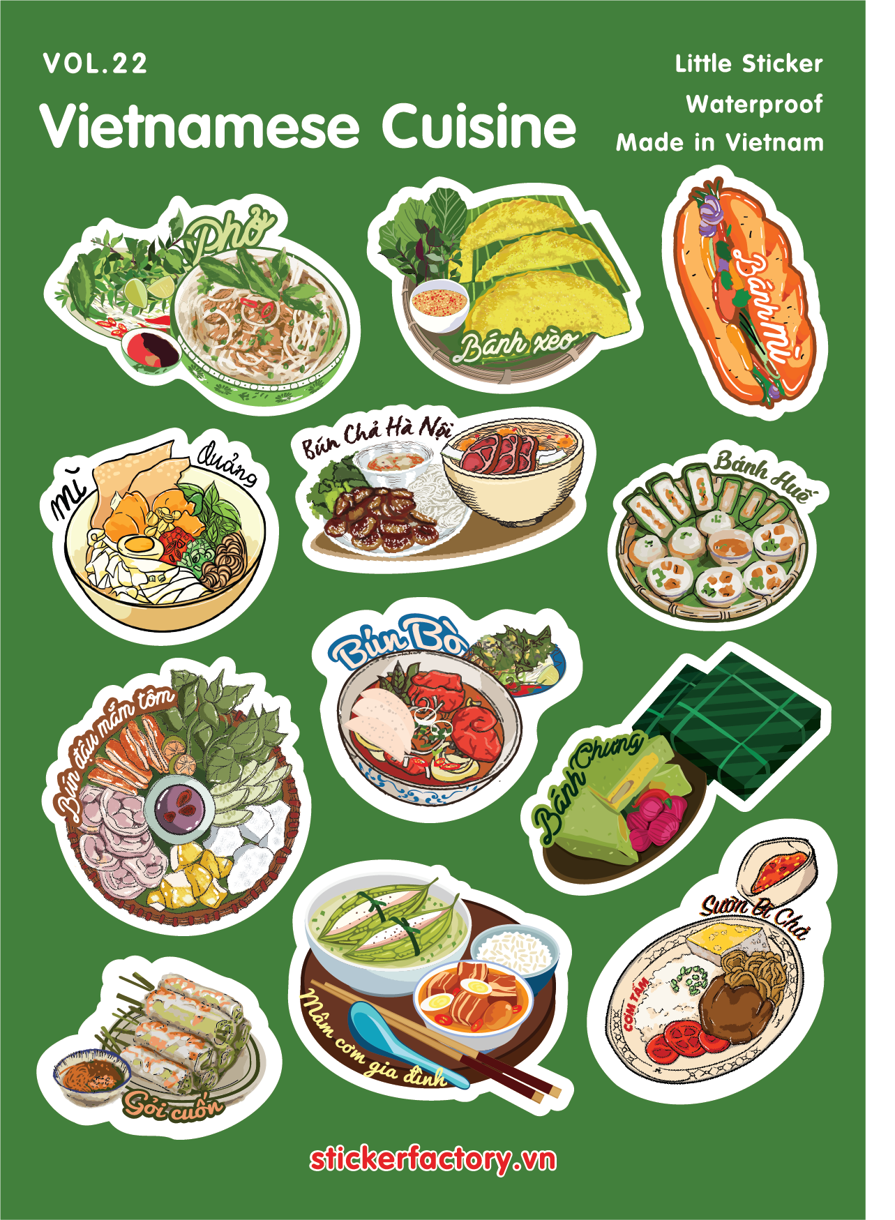 Vietnamese Cuisine Little A6 Stickers Set