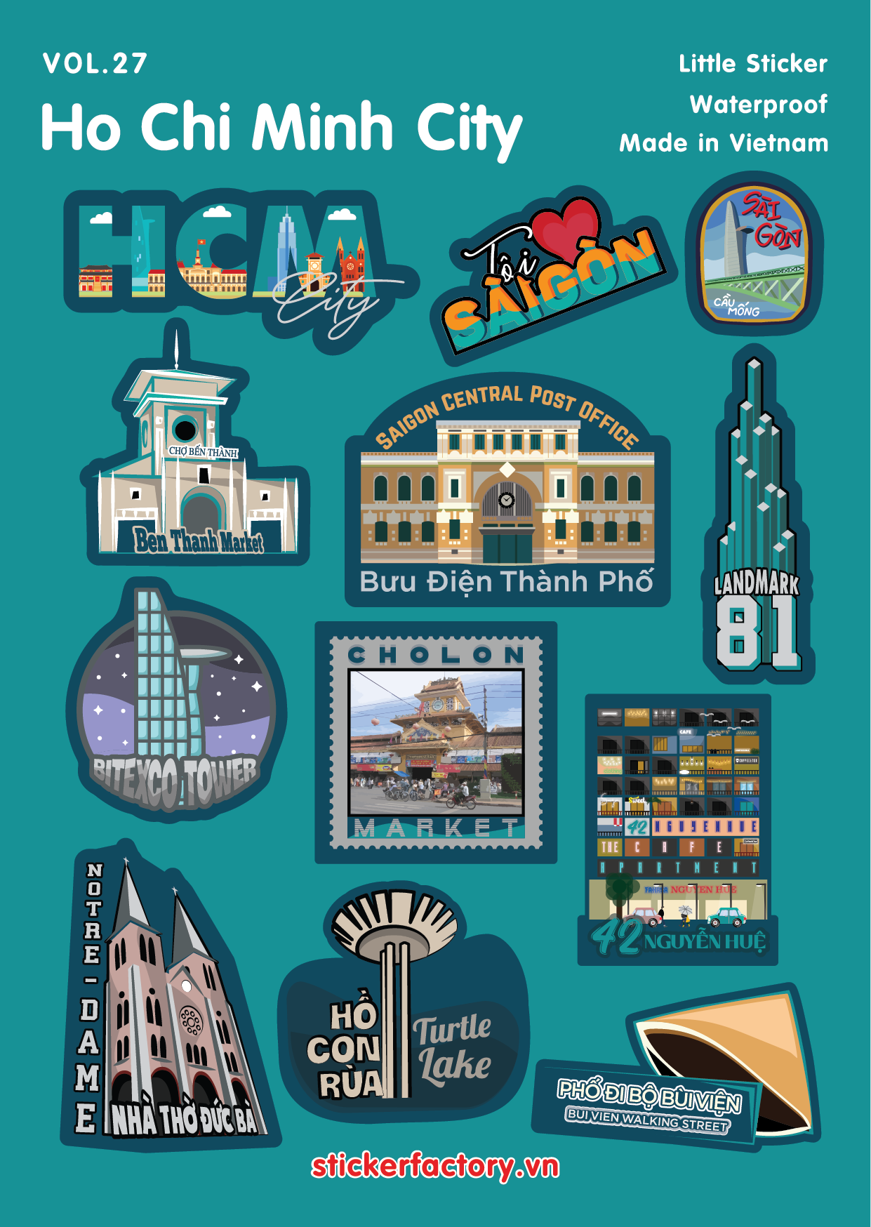 Sai Gon City Little A6 Stickers Set