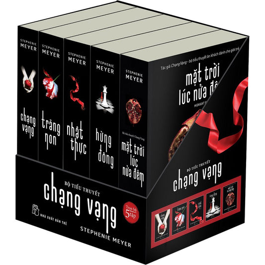 Boxset Trọn Bộ 5 cuốn Chạng Vạng+ Trăng Non+ Nhật Thực + Hừng Đông + Mặt Trời Lúc Nửa Đêm